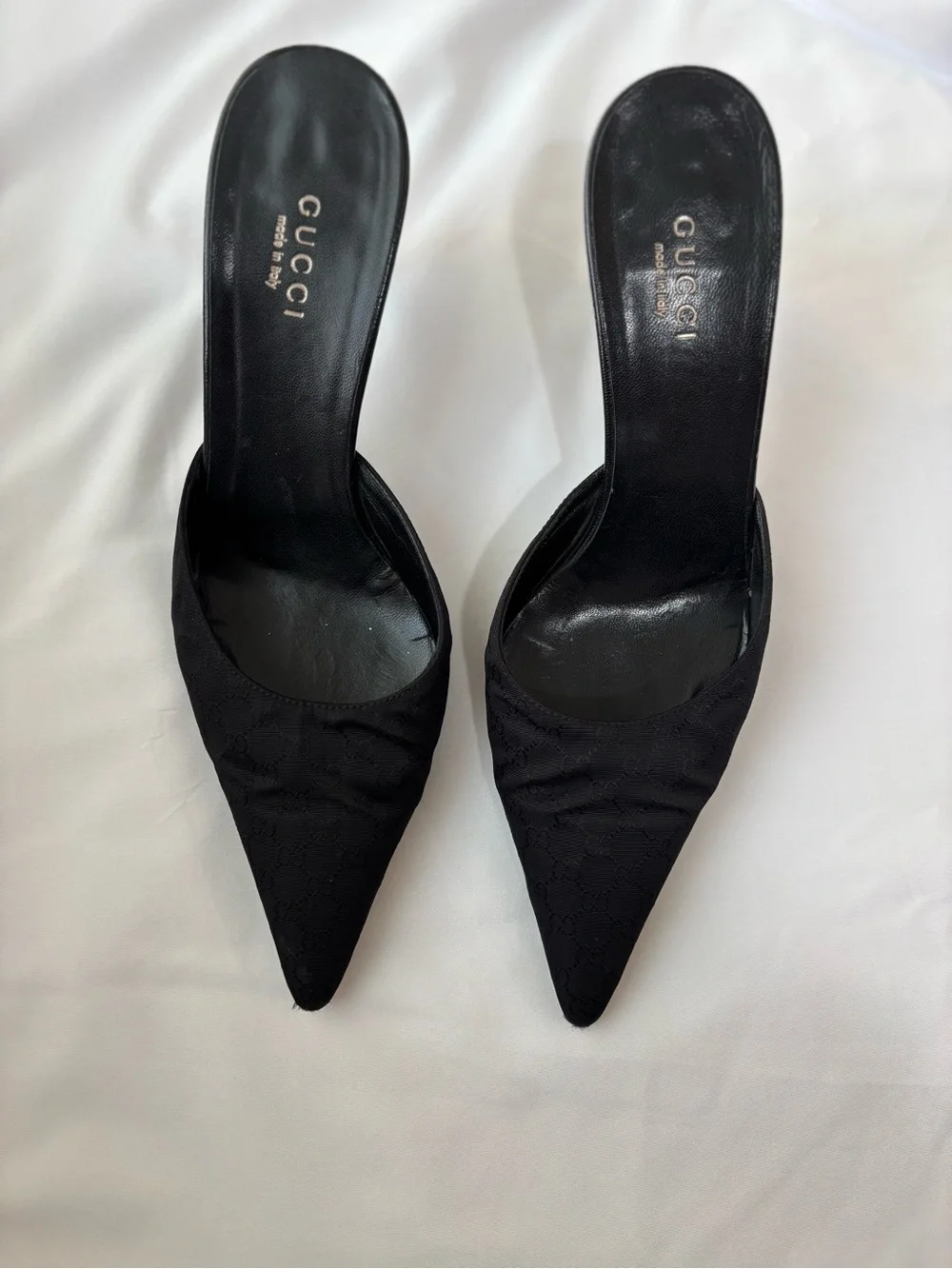 Gucci Black Pointed Toe Slip-On Mules - Picture 1 of 4